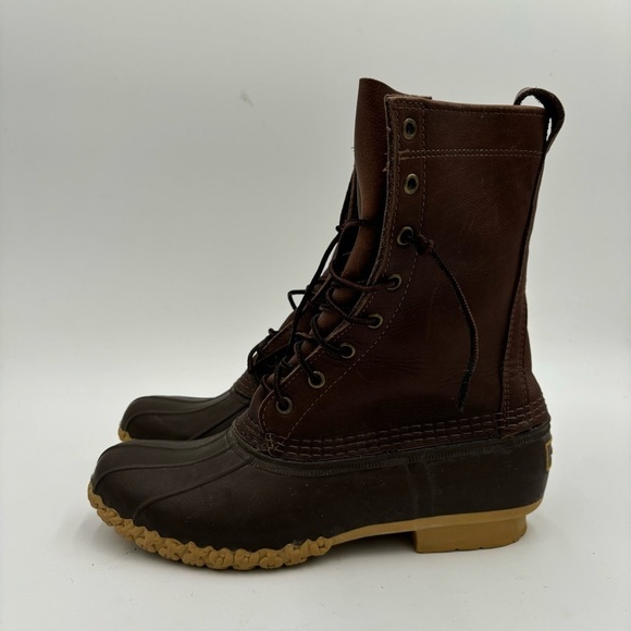 L.L. Bean Women’s 9 Narrow Dark Brown Leather 10” Waterproof Duck Unlined Boots - Picture 1 of 7
